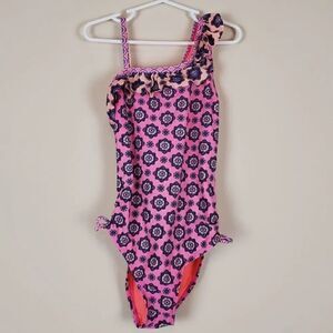 Breaking Waves Girls One Shoulder Swimsuit